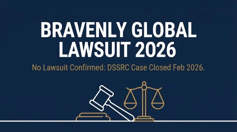 Banner reading Bravenly Global lawsuit 2026 with subheading noting the DSSRC case closed in February 2026.