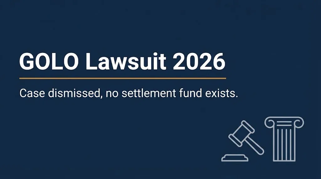 Banner reading GOLO Lawsuit 2026, case dismissed and no settlement fund exists