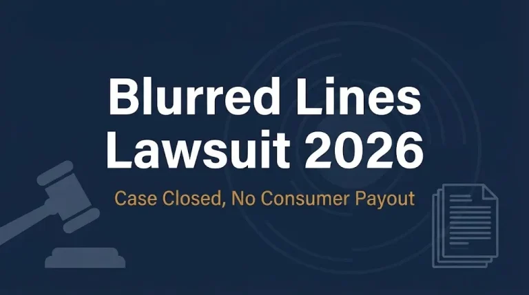 Blurred Lines lawsuit 2026 banner showing case is closed with no consumer payout