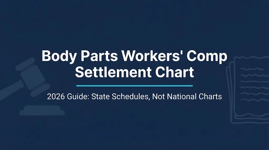 Body parts workers comp settlement chart 2026 guide showing state schedules vary with no national chart.