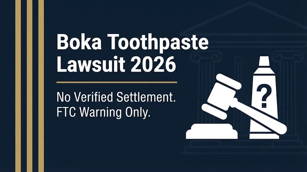 Boka toothpaste lawsuit 2026 status showing no verified settlement and only an FTC warning letter exists.