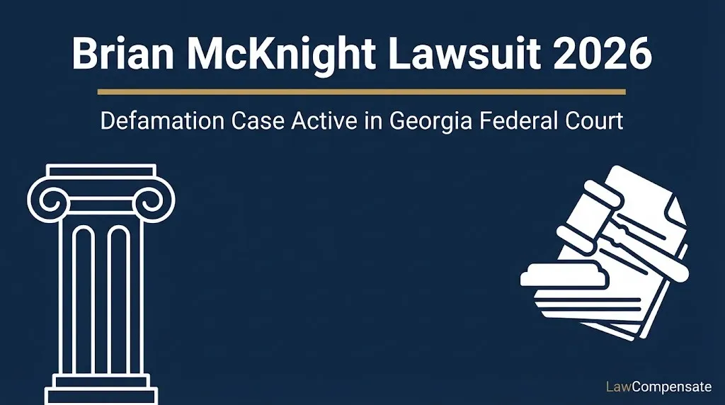 Brian McKnight lawsuit 2026 banner showing active defamation case in Georgia federal court.