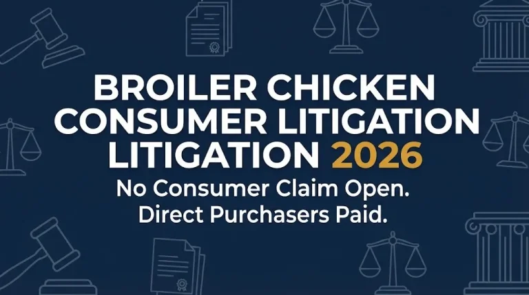 Broiler chicken consumer litigation 2026 status showing no consumer claim open and direct purchasers paid.