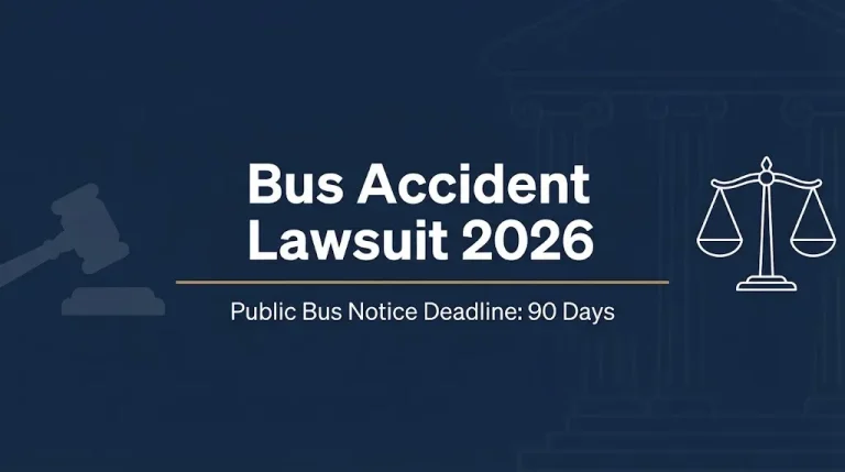 Bus accident lawsuit 2026 hero banner showing the 90-day notice deadline for public bus claims.