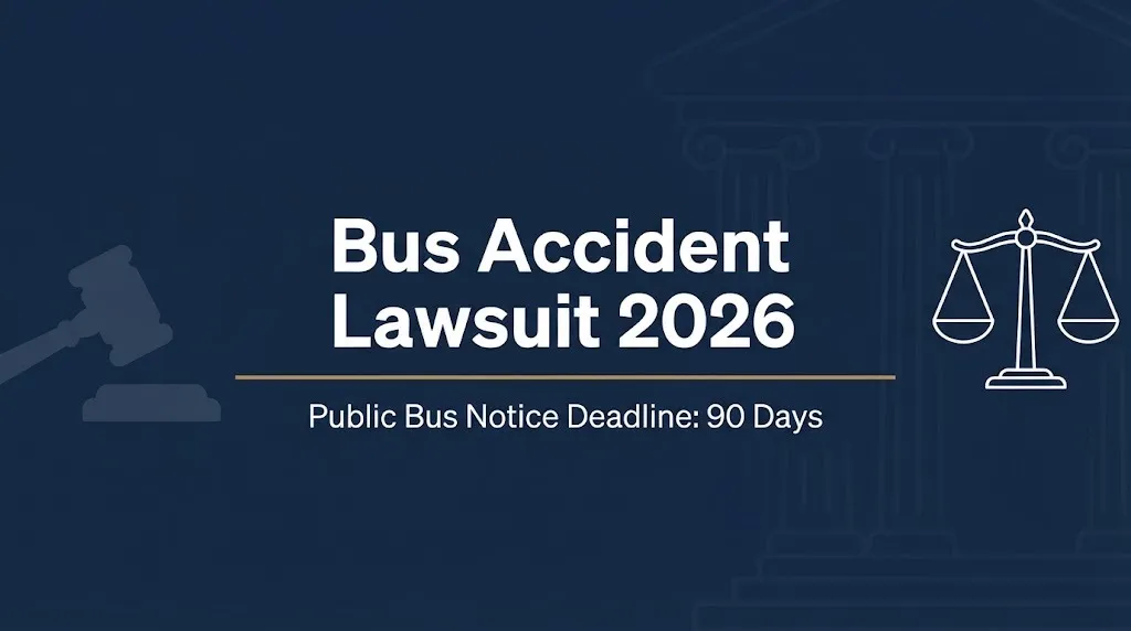 Bus accident lawsuit 2026 hero banner showing the 90-day notice deadline for public bus claims.