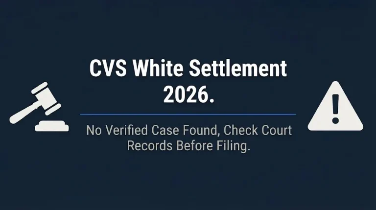 CVS White Settlement 2026 banner warning no verified case found in court records.