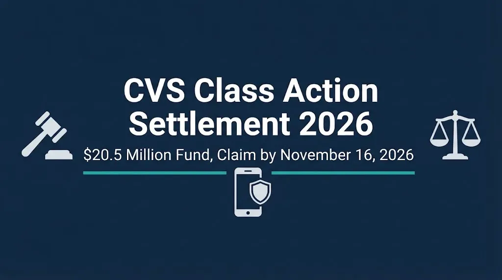 CVS class action settlement 2026 hero banner with $20.5 million fund and claim deadline.
