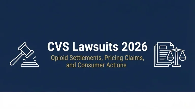 CVS lawsuits 2026 banner with opioid settlement and consumer action information.