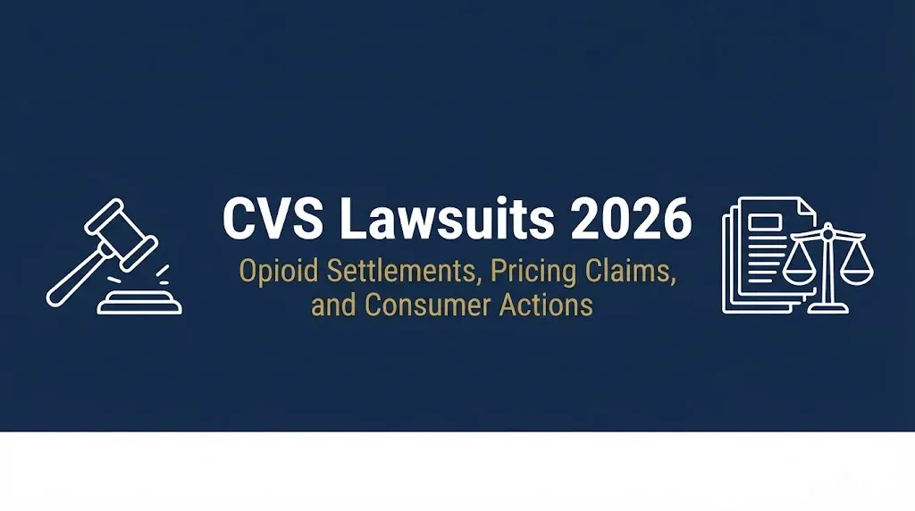CVS lawsuits 2026 banner with opioid settlement and consumer action information.