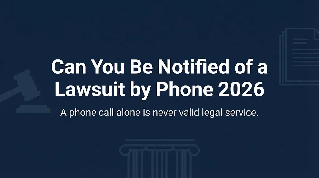Can you be notified of a lawsuit by phone 2026 banner with legal service rules.