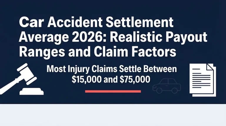 Car accident settlement average 2026 guide showing typical payout range and claim factors.