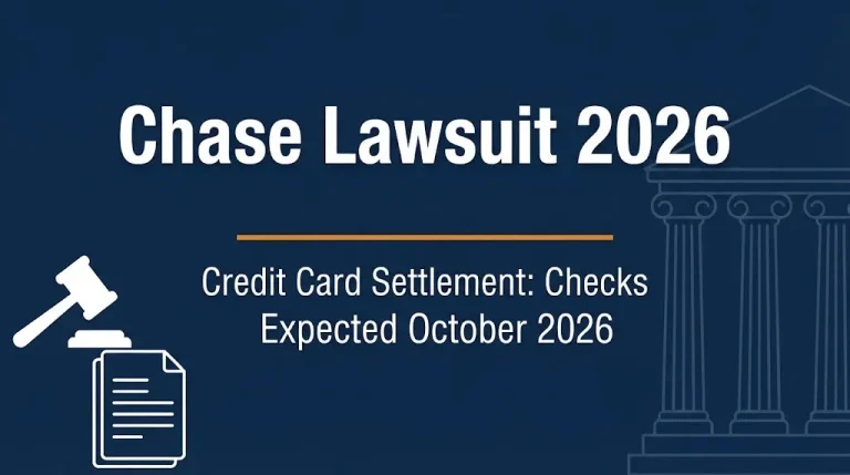 Chase lawsuit 2026 banner with credit card settlement payout timeline