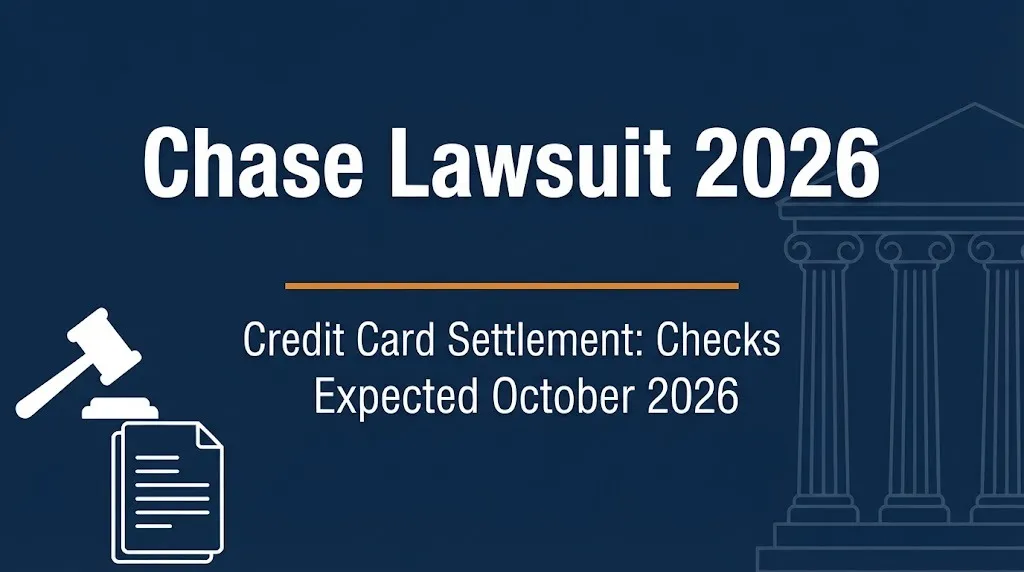 Chase lawsuit 2026 banner with credit card settlement payout timeline