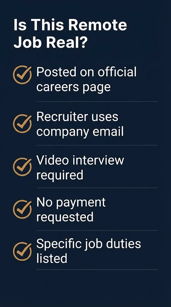 Checklist for verifying legitimate remote compensation analyst job postings in 2026.