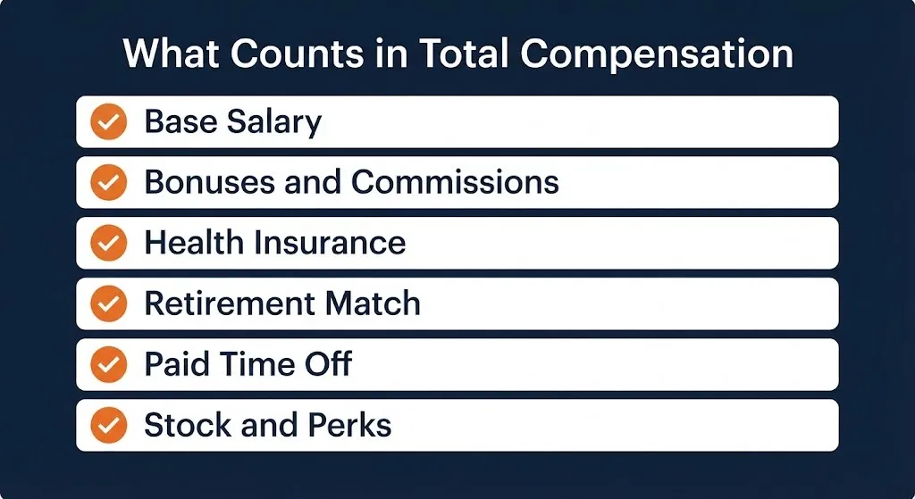 Checklist of components included in total compensation versus salary