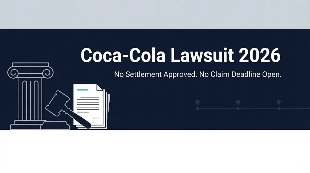 Coca-Cola lawsuit 2026 hero banner showing no settlement approved and no claim deadline open