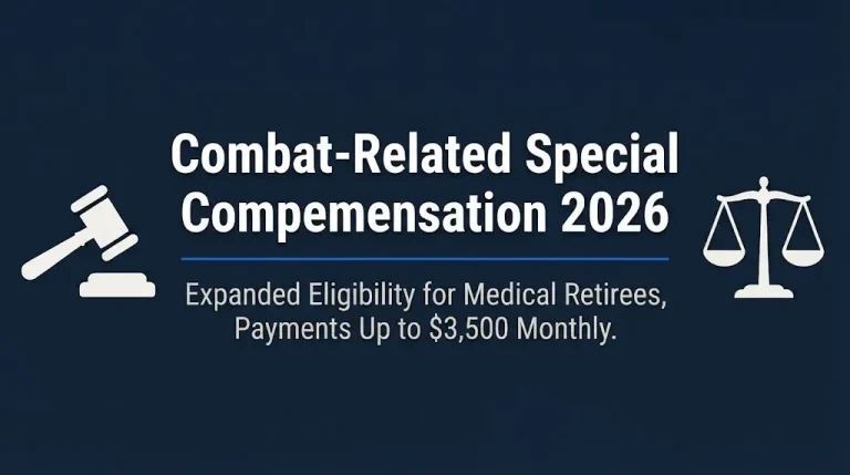 Combat-Related Special Compensation 2026 banner showing expanded eligibility and monthly payments up to $3,500.