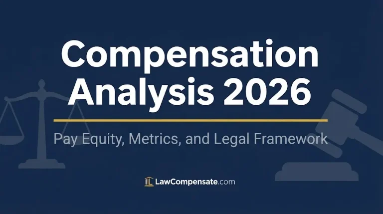Compensation analysis 2026 hero banner with gavel and scales icons