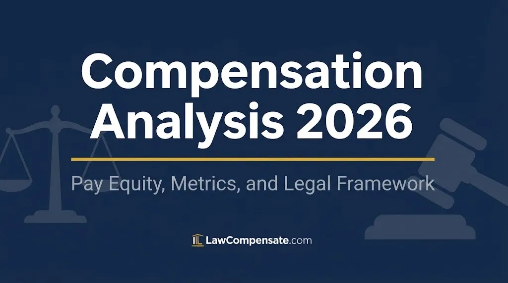 Compensation analysis 2026 hero banner with gavel and scales icons