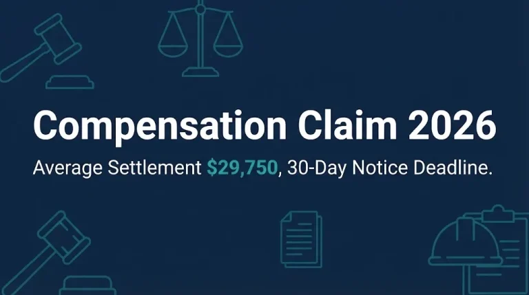 Compensation claim 2026 guide showing average settlement and 30-day notice deadline