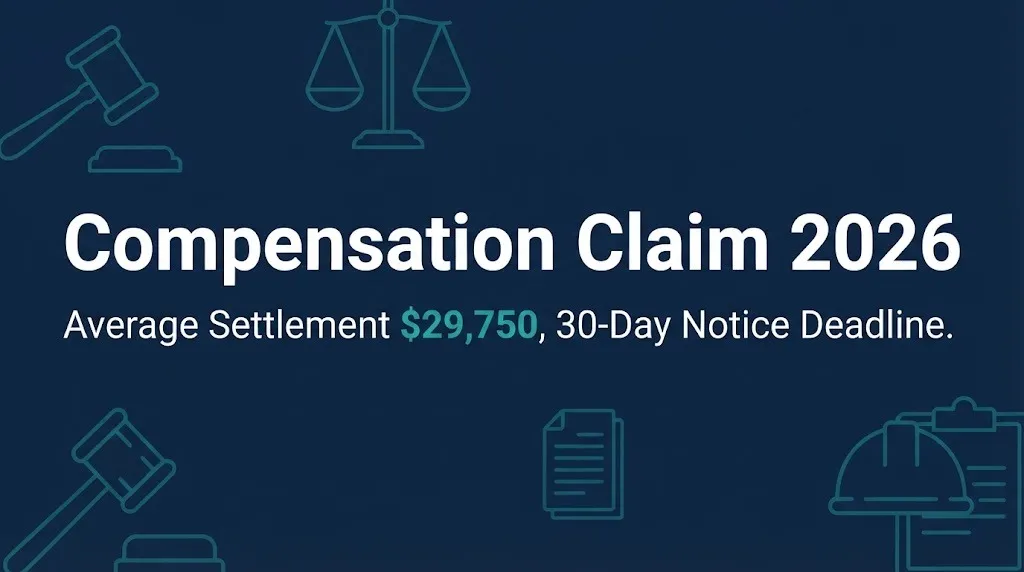 Compensation claim 2026 guide showing average settlement and 30-day notice deadline