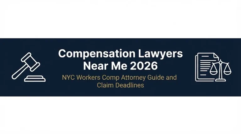 Compensation lawyers near me 2026 banner with NYC workers comp guide text.