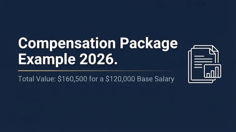 Compensation package example 2026 banner showing total value of $160,500.