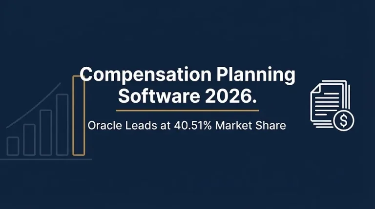 Compensation planning software 2026 banner with Oracle HCM Cloud market share data.