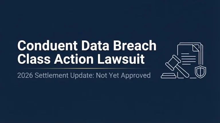 Conduent data breach class action lawsuit 2026 settlement update banner.