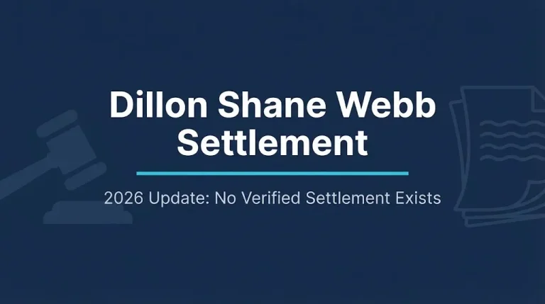 Dillon Shane Webb settlement 2026 status showing no verified settlement or payout amount exists.
