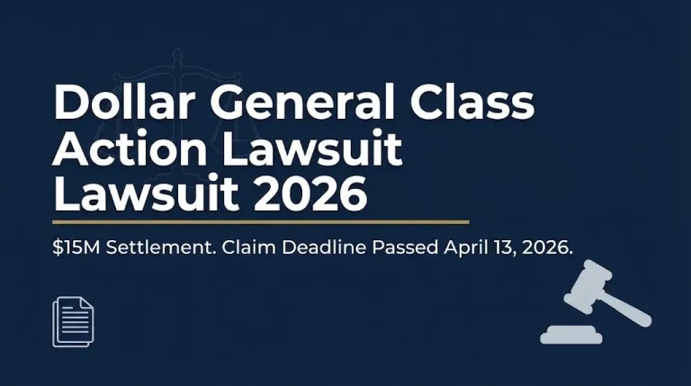 Dollar General class action lawsuit 2026 hero banner noting $15M settlement and April 13 claim deadline.