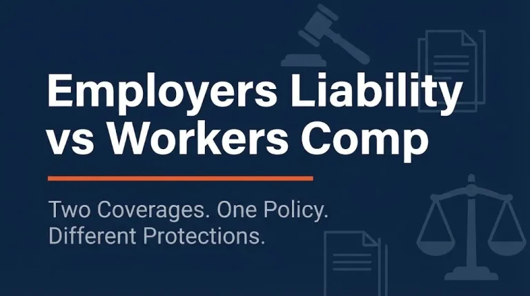 Employers liability insurance vs workers compensation 2026 banner showing two coverages in one policy.