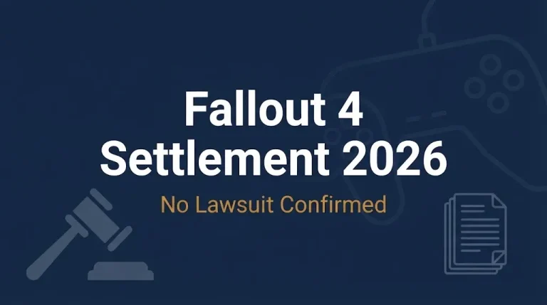 Fallout 4 settlement 2026 banner showing no lawsuit confirmed