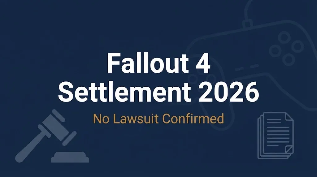 Fallout 4 settlement 2026 banner showing no lawsuit confirmed