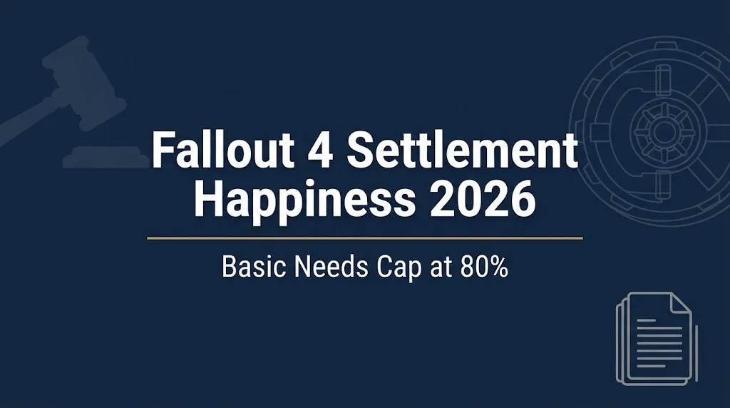 Fallout 4 settlement happiness 2026 banner showing basic needs cap at 80%