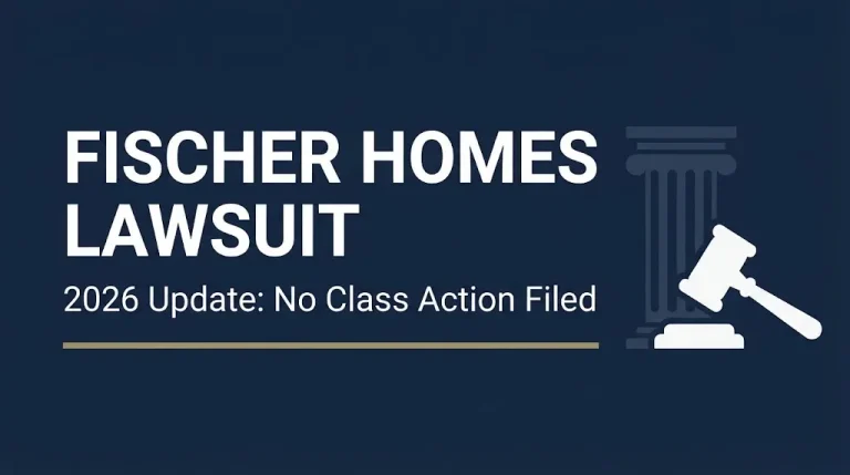 Fischer Homes lawsuit 2026 update banner noting no class action has been filed
