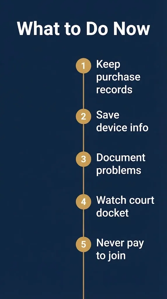 Five step guide showing what Roku and TCL owners should do while the class action is pending.