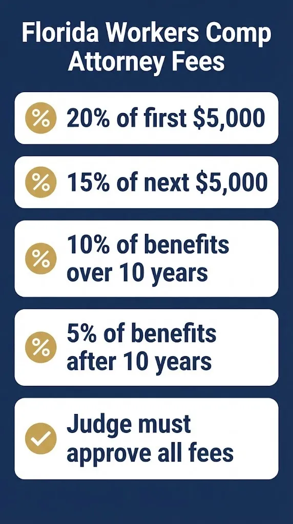 Florida workers compensation attorney fee schedule 2026 infographic
