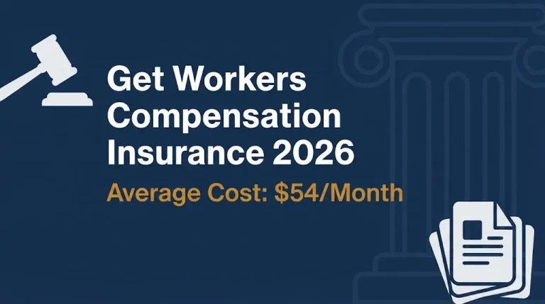 Get workers compensation insurance 2026 banner showing $54 monthly average cost.