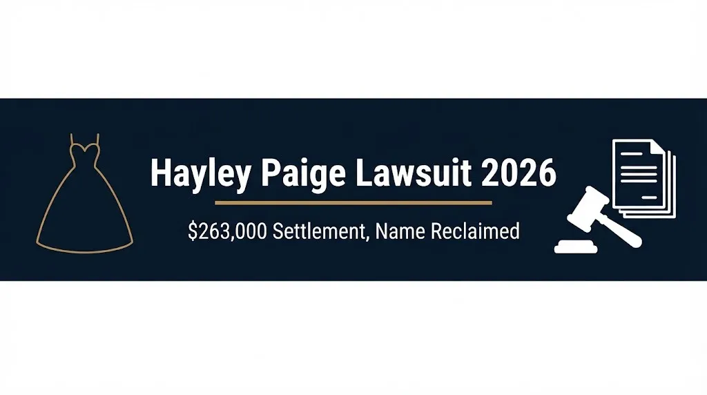 Hayley Paige lawsuit 2026 banner with $263,000 settlement and name reclaimed details.