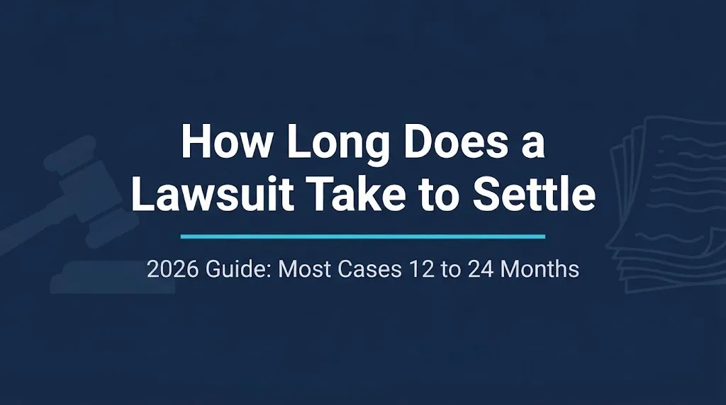 How long does a lawsuit take to settle 2026 guide showing most cases resolve in 12 to 24 months.