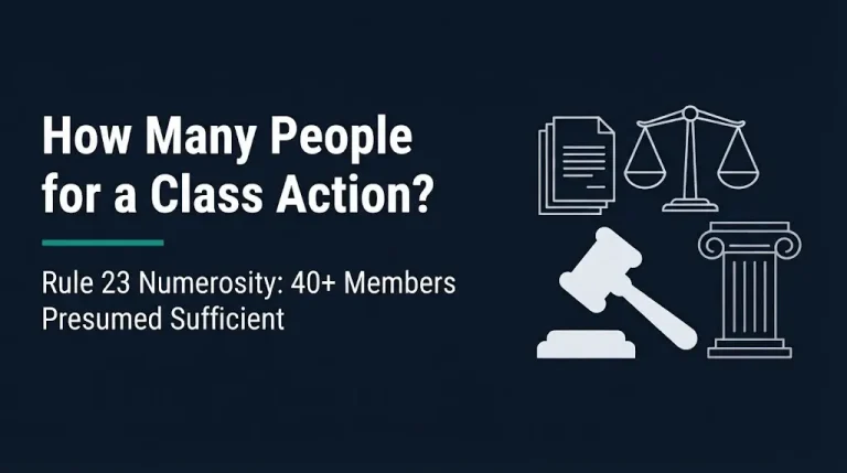 How many people for a class action lawsuit 2026 banner with Rule 23 numerosity threshold explained