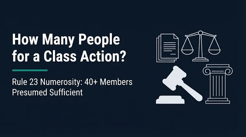 How many people for a class action lawsuit 2026 banner with Rule 23 numerosity threshold explained