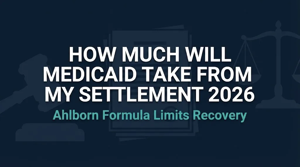 How much will Medicaid take from my settlement 2026 hero graphic showing Ahlborn formula and lien reduction