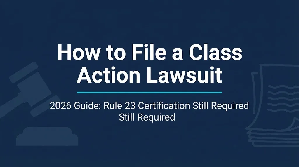 How to file a class action lawsuit 2026 guide showing Rule 23 certification requirements still apply.