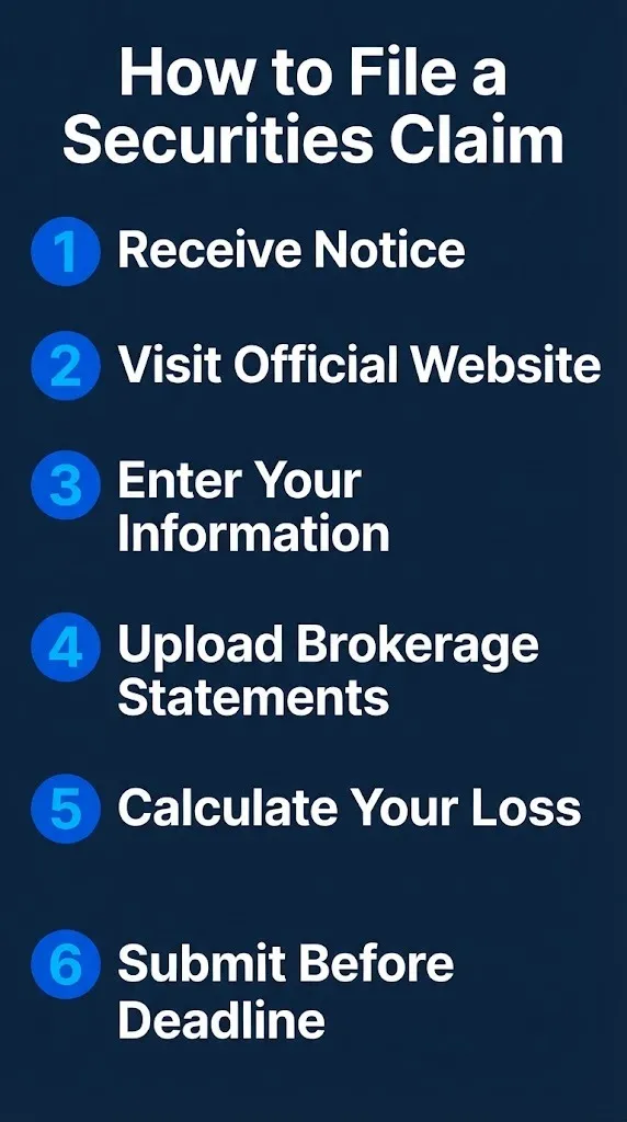 How to file a securities litigation claim in six steps from receiving notice to submitting before the deadline.
