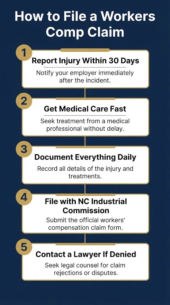 How to file a workers compensation claim in Charlotte with five verified steps.