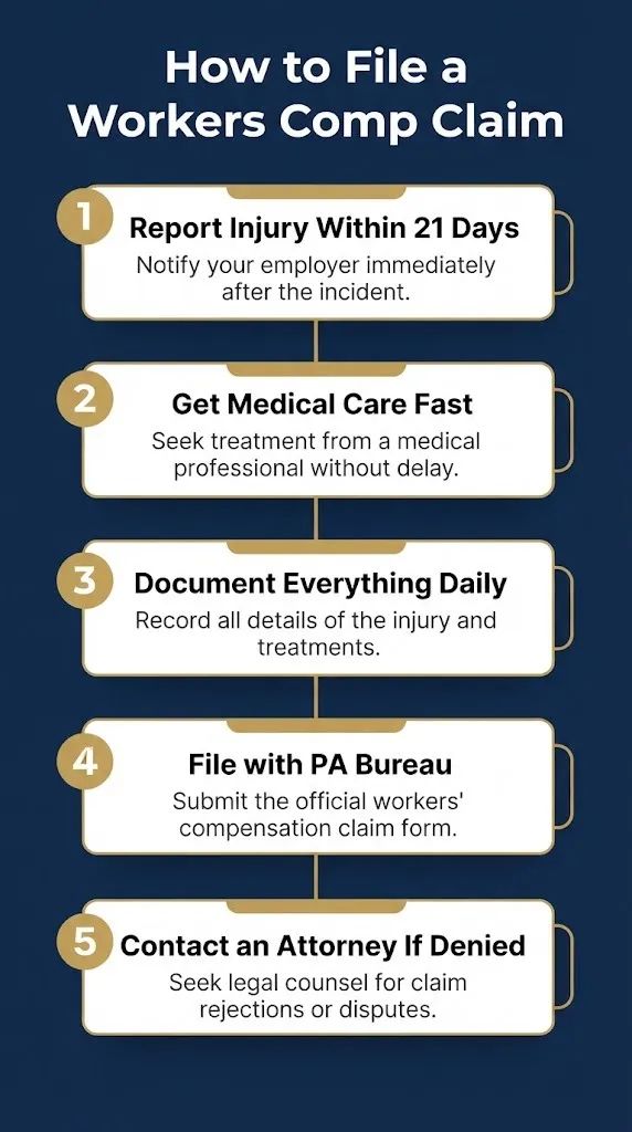 How to file a workers compensation claim in Philadelphia with five verified steps.