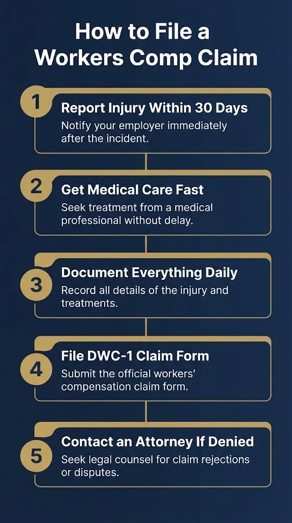 How to file a workers compensation claim in Sacramento with five verified steps.