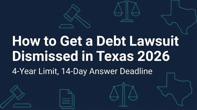 How to get a debt lawsuit dismissed in Texas 2026 guide with 4-year limit and answer deadline